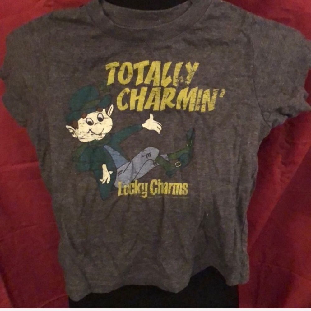 Lucky Charms gray leprechaun vintage retro short sleeve T-shirt.